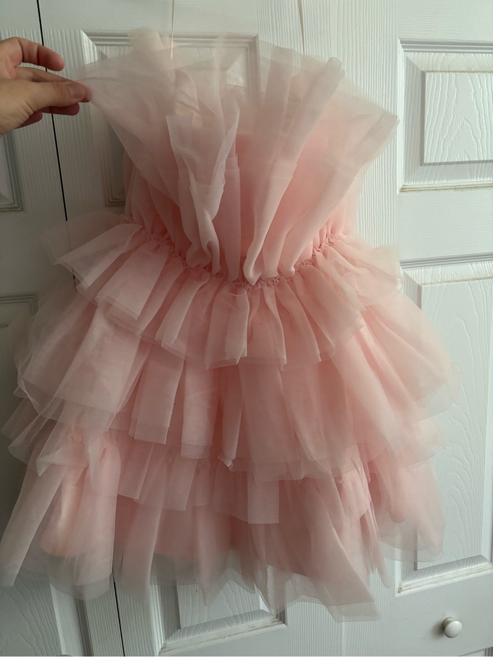 Audrey Parks x Francesca’s Strapless Blush Tulle Tiered Mini Dress - Picture 4 of 10